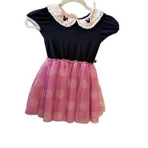 Disney Minnie Black Dress with Pink and White Collar Accents